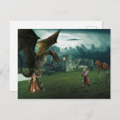 Mittelalterlicher Drache Elf Prinzessin Ritter Postkarte (Vorne/Hinten)