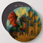 Mittelalterlicher Drachenburgbeschützer Button (Vorne & Hinten)