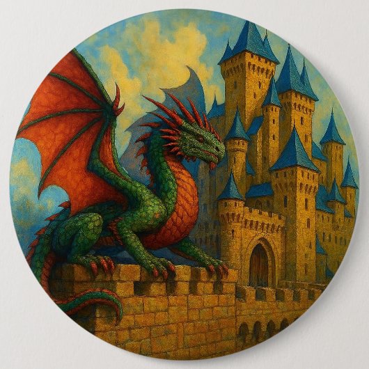 Mittelalterlicher Drachenburgbeschützer Button (Vorderseite)