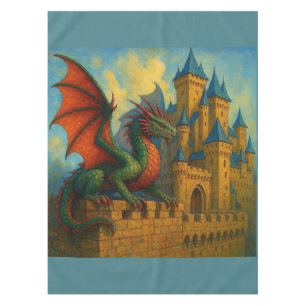 Mittelalterlicher Drachenburgbeschützer Tischdecke