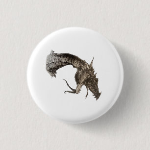 Mittelalterlicher Drachenkopf Button