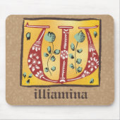 mittelalterlicher, floraler Buchstabe W Monogramm Mousepad (Vorne)