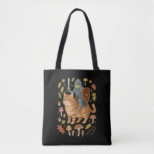 Mittelalterlicher Frosch auf orangefarbener Katze  Tasche