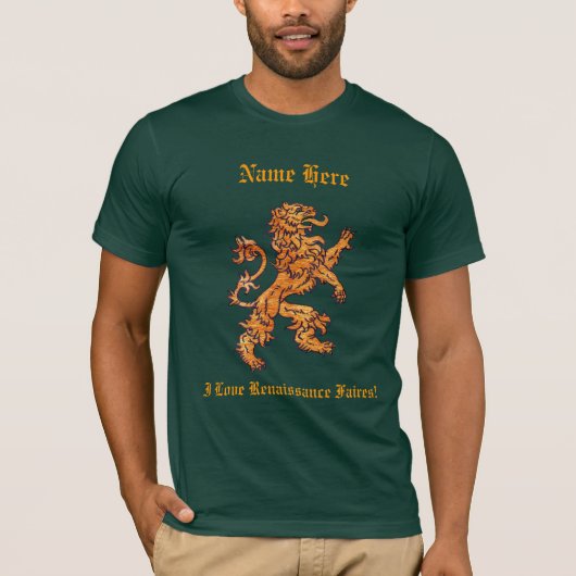 Mittelalterlicher Goldlöwe T-Shirt (Vorderseite)