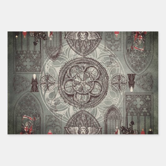 Mittelalterlicher Gotik Geschenkpapier Set (Vorderseite 3)
