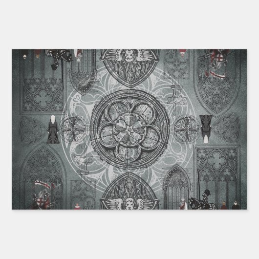 Mittelalterlicher Gotik Geschenkpapier Set (Vorderseite 2)