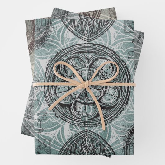 Mittelalterlicher Gotik Geschenkpapier Set (Beispiel)