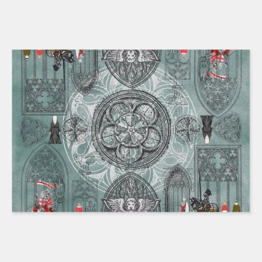 Mittelalterlicher Gotik Geschenkpapier Set (Vorderseite)