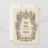 Mittelalterlicher gotischer Drache Greif altes Pap Save The Date (Vorderseite)