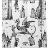 mittelalterlicher gotischer Drachenritter Skelett  Duschvorhang (Vorderseite)