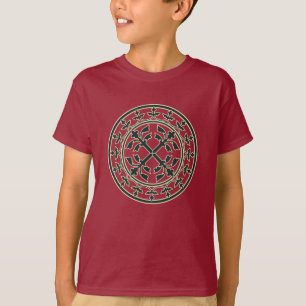 Mittelalterlicher grüner beiger Kranz Blätter Roma T-Shirt