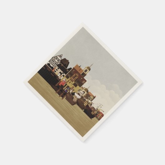 mittelalterlicher Hafen Serviette (Ecke)