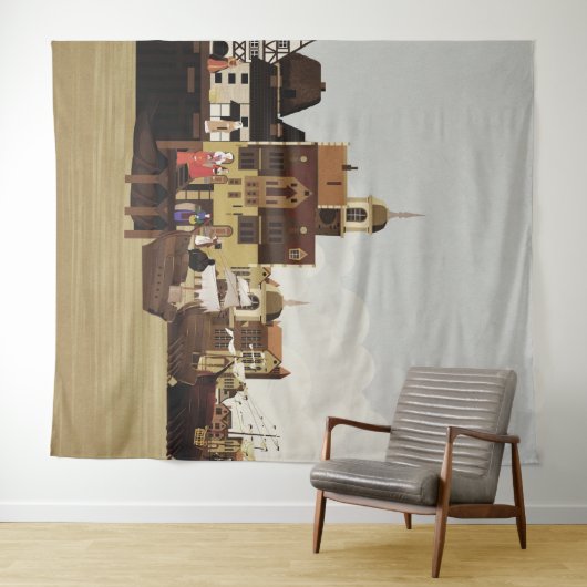 mittelalterlicher Hafen Wandteppich (Beispiel (Horizontal))