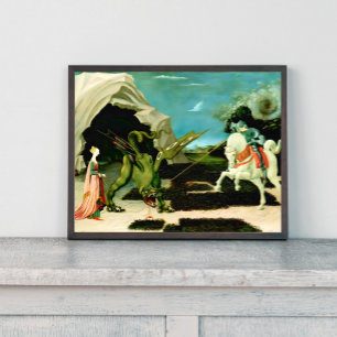 Mittelalterlicher Heiliger Georg und der Drache Poster