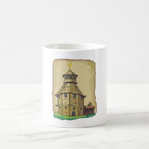 Mittelalterlicher hölzerner Wachturm und Festung Kaffeetasse