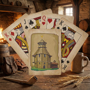 Mittelalterlicher hölzerner Wachturm und Festung Spielkarten