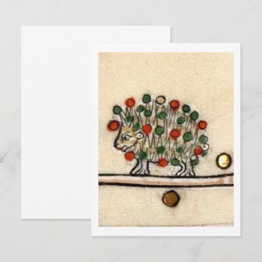 Mittelalterlicher Igel Einladung (Vorne/Hinten)