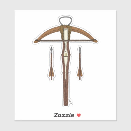 Mittelalterlicher Kreuzbogen mit Bolzen Aufkleber (Blatt)