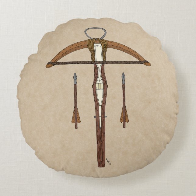 Mittelalterlicher Kreuzbogen mit Bolzen Rundes Kissen (Vorderseite)