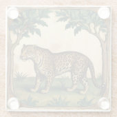 Mittelalterlicher Leopard mit Bäumen Kunst, Kultur Glasuntersetzer (Rückseite)
