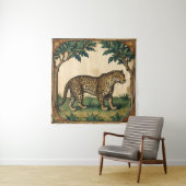 Mittelalterlicher Leopard mit Bäumen Kunst, Kultur Wandteppich (Beispiel)