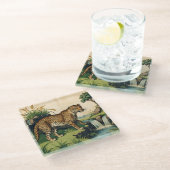 Mittelalterlicher Leopard mit Blick auf den Atlant Glasuntersetzer (Schrägansicht)