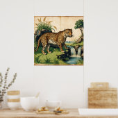 Mittelalterlicher Leopard mit Blick auf den Atlant Poster (Küche)