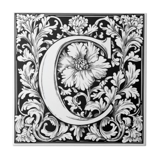 mittelalterlicher Leuchtbrief C Fliese (Vorderseite)