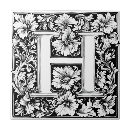 mittelalterlicher Leuchtbrief H Fliese (Vorderseite)