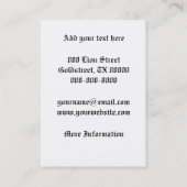 Mittelalterlicher Löwe auf Schwarzem Visitenkarte (Rückseite)