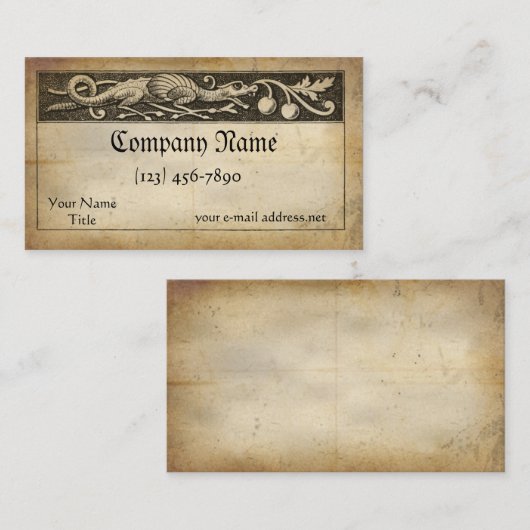 Mittelalterlicher Manuskript-Drache Visitenkarte (Vorne/Hinten)