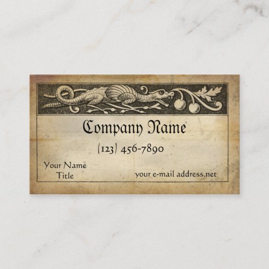 Mittelalterlicher Manuskript-Drache Visitenkarte (Vorderseite)