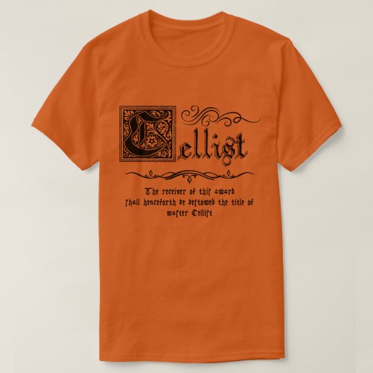Mittelalterlicher Master Cellist T-Shirt (Design vorne)