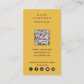 Mittelalterlicher QR-Code für moderne Gelbe Flora Visitenkarte (Rückseite)