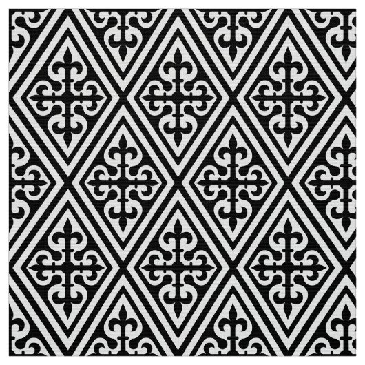 Mittelalterlicher Querdamast - Schwarzweiss Stoff (Muster)