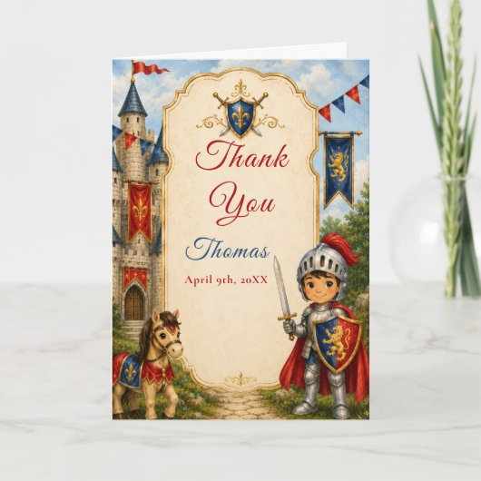 Mittelalterlicher Ritter 5. Dankeskarten Dankeskarte (Vorderseite)