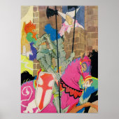 Mittelalterlicher Ritter auf dem Pferd Poster (Vorne)