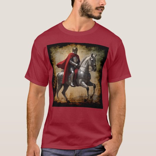 Mittelalterlicher Ritter auf dem Pferd T-Shirt (Vorderseite)