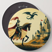 Mittelalterlicher Ritter/Drache/Burgfantsänger Button (Vorne & Hinten)
