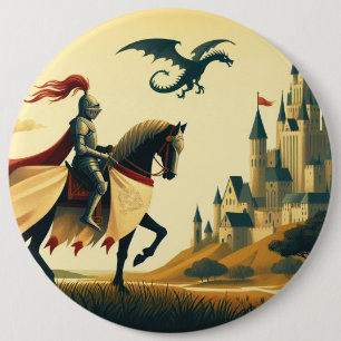 Mittelalterlicher Ritter/Drache/Burgfantsänger Button