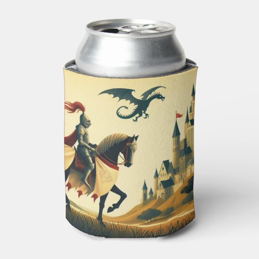 Mittelalterlicher Ritter/Drache/Burgfantsänger Dosenkühler (Kanne Vorderseite)