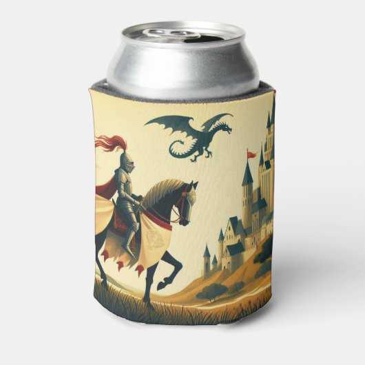 Mittelalterlicher Ritter/Drache/Burgfantsänger Dosenkühler (Kanne Rückseite)