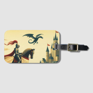 Mittelalterlicher Ritter/Drache/Burgfantsänger Gepäckanhänger