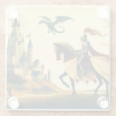 Mittelalterlicher Ritter/Drache/Burgfantsänger Glasuntersetzer (Rückseite)