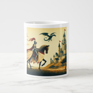 Mittelalterlicher Ritter/Drache/Burgfantsänger Jumbo-Tasse