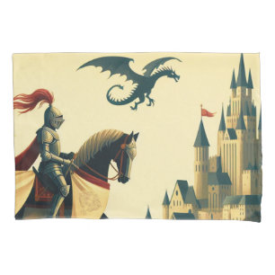 Mittelalterlicher Ritter/Drache/Burgfantsänger Kissenbezug