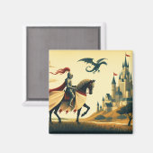 Mittelalterlicher Ritter/Drache/Burgfantsänger Magnet (Vorderseite/Rückseite)