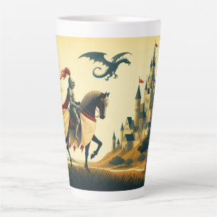 Mittelalterlicher Ritter/Drache/Burgfantsänger Milchtasse
