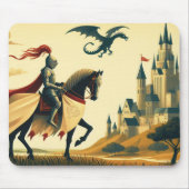 Mittelalterlicher Ritter/Drache/Burgfantsänger Mousepad (Vorne)