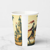 Mittelalterlicher Ritter/Drache/Burgfantsänger Pappbecher (Links)